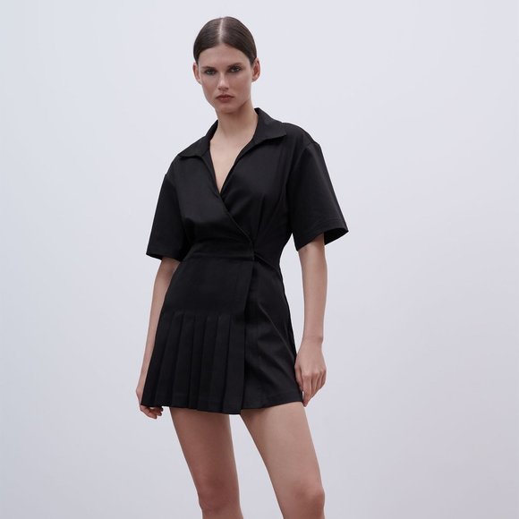 Zara Dresses & Skirts - ZARA | Stretch Poplin Pleated Dress | Sz. S